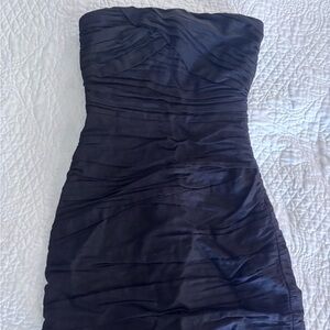 Black Draped Linen Zara Mini Dress | Size XS